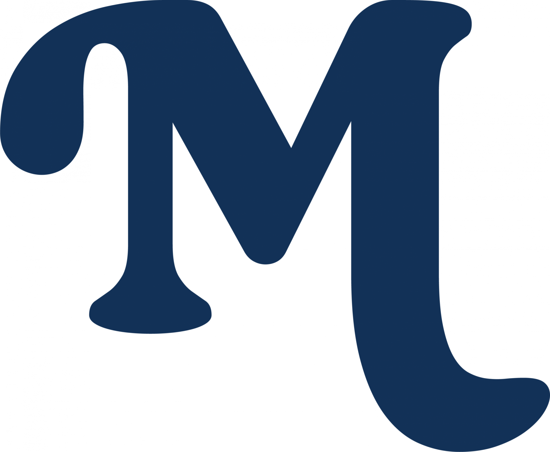 Blaues, stilisiertes M-Logo als Icon auf transparentem Hintergrund